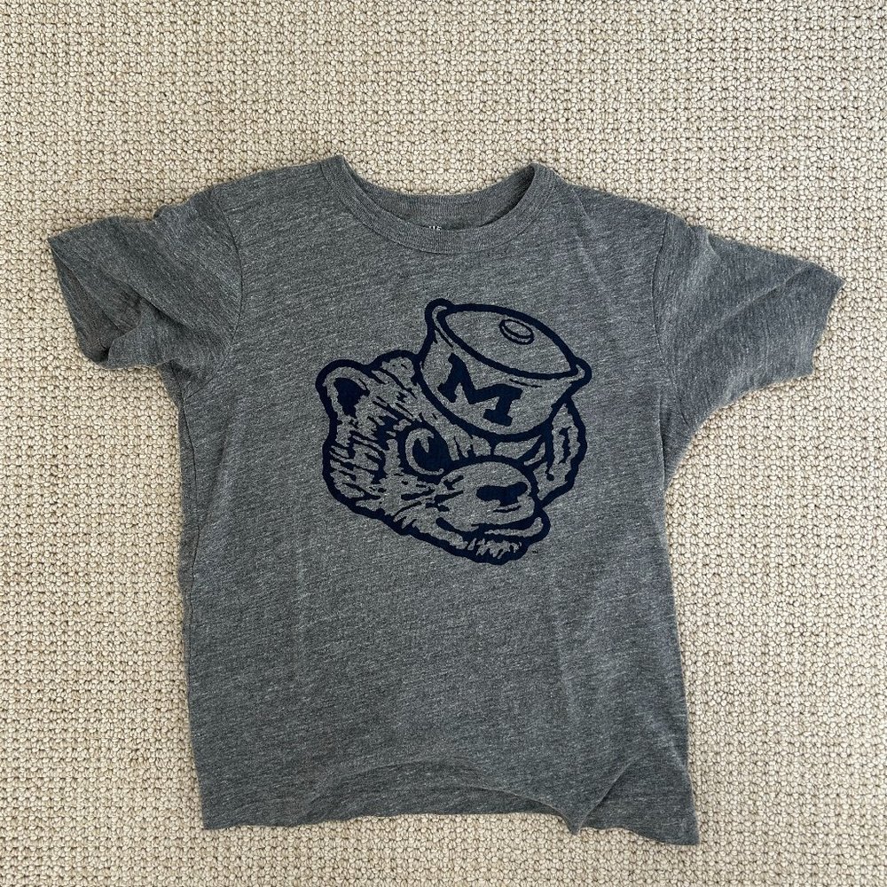 Vintage Michigan Wolverine T-Shirt Gray Cotton